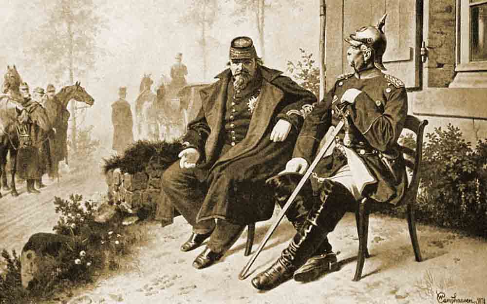 Napoléon III et Bismarck après la capitulation de Sedan y