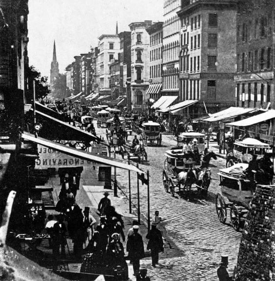 New-York, quartier de Broadway, 1860 y