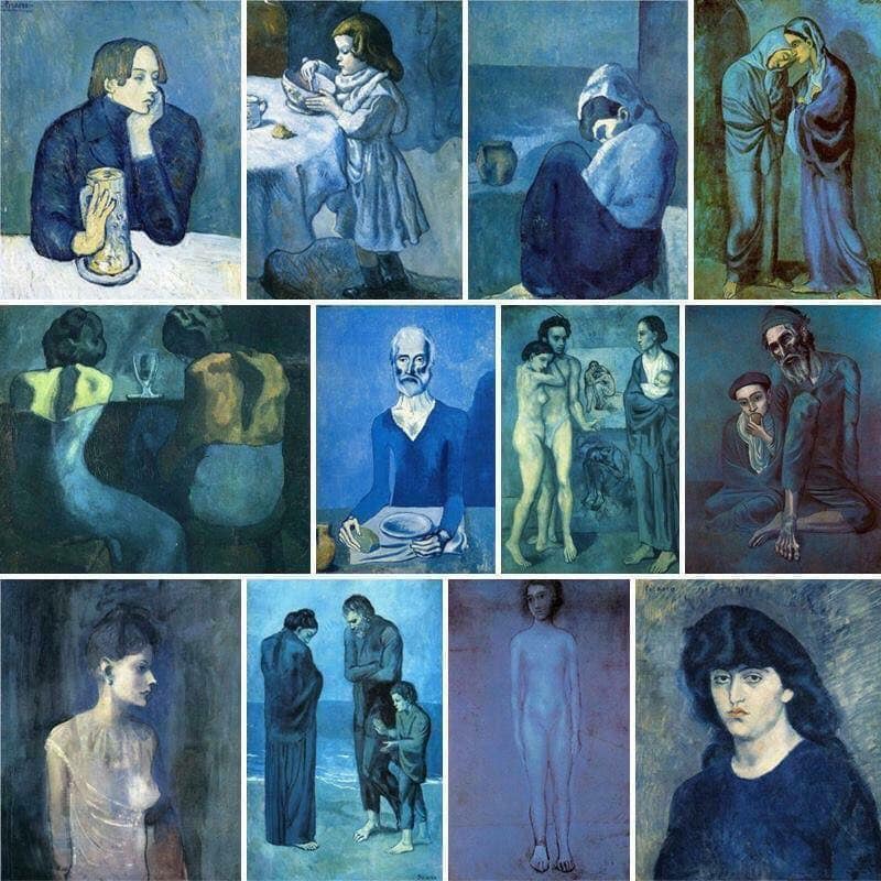 Picasso : la période bleue (image Facebook, https://www.facebook.com/ArtDeVivreEtPeinture) y